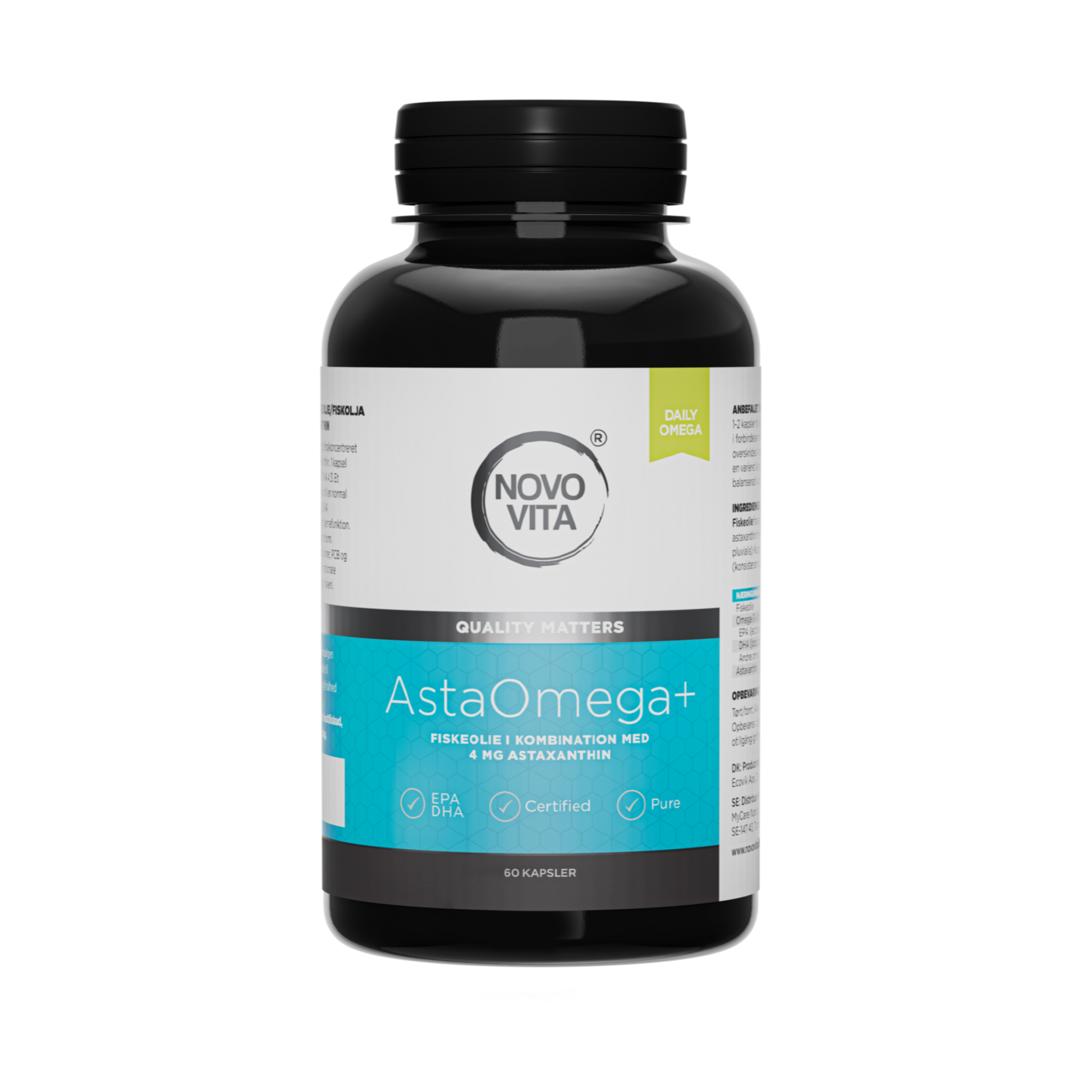AstaOmega+ – Omega-3 fiskeolie med astaxanthin | Novo Vita