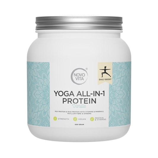 Novo Vita Yoga All-In-1 Protein – vegansk proteinpulver med vaniljesmag
