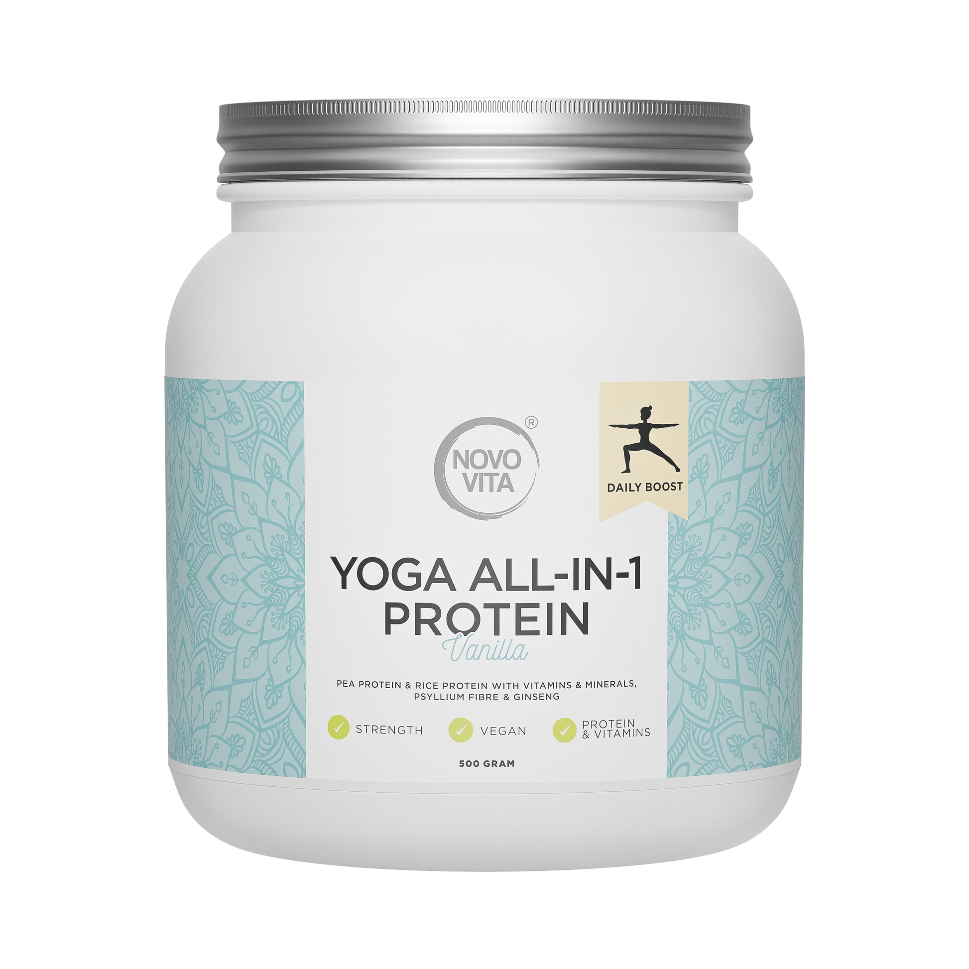 Novo Vita Yoga All-In-1 Protein – vegansk proteinpulver med vaniljesmag